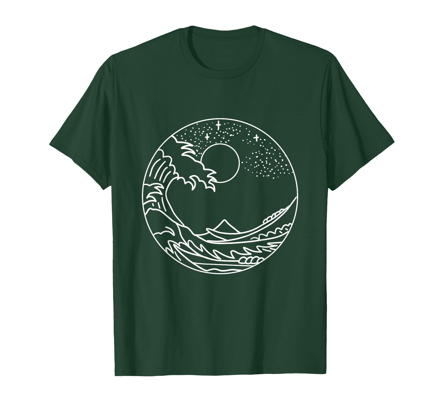 The Great Wave Off Kanagawa Minimal Line Art Nature Gift T-Shirt