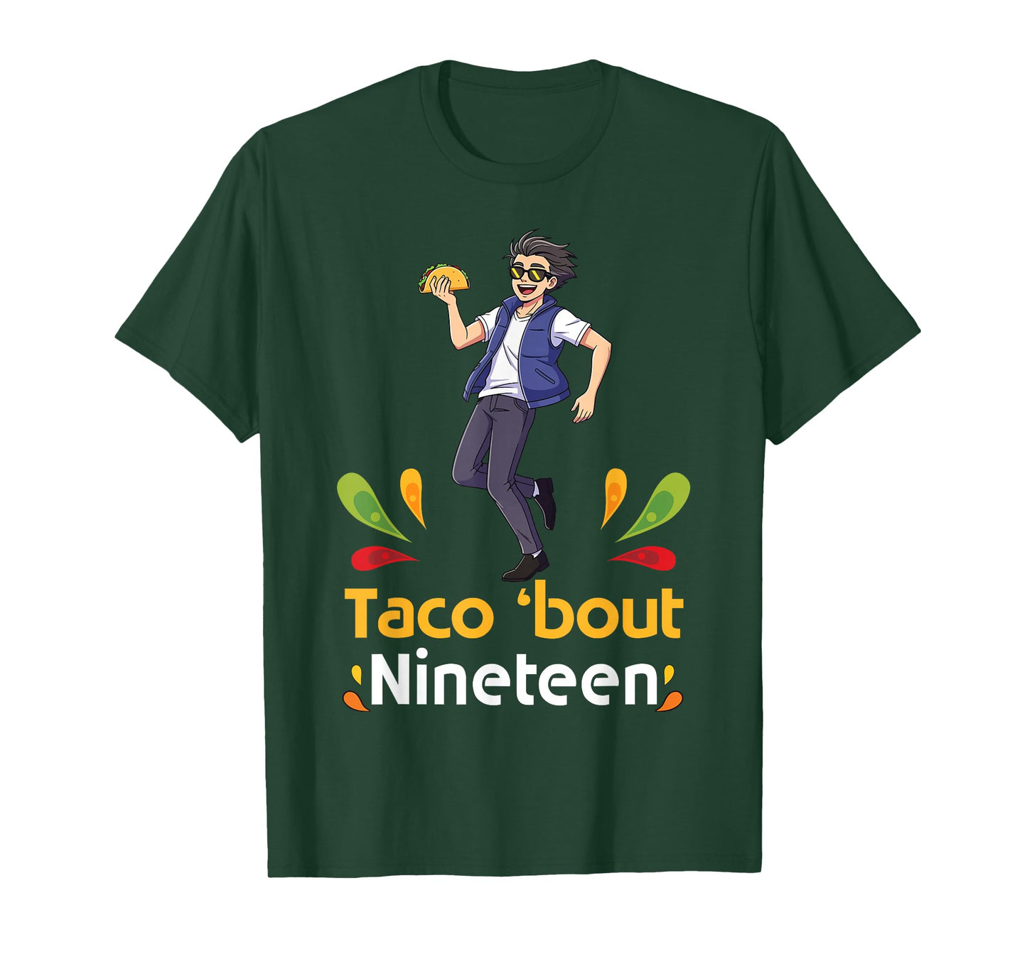 Cute Boy with Tacos Happy Birthday Taco Bout 19 Years Old T-Shirt