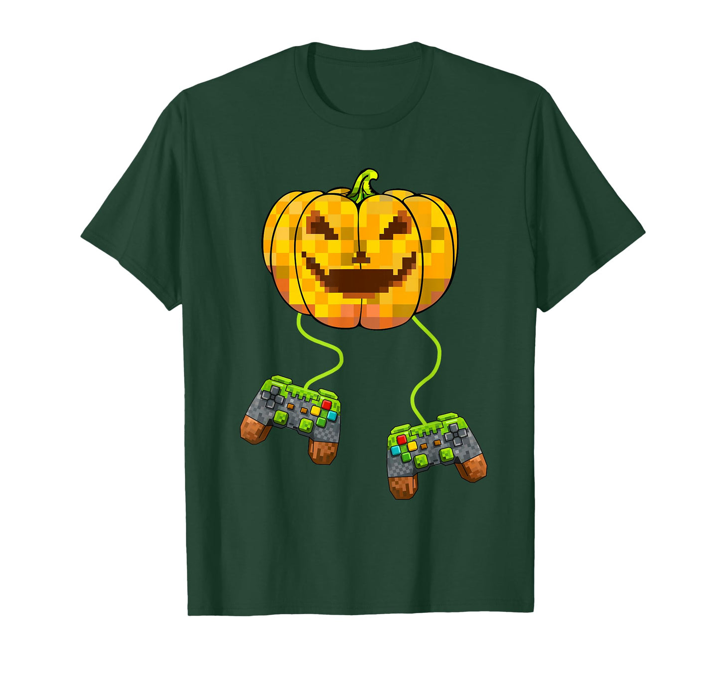 Pumpkin Video Game Pixel Controller Gamer Halloween Boy Kids T-Shirt