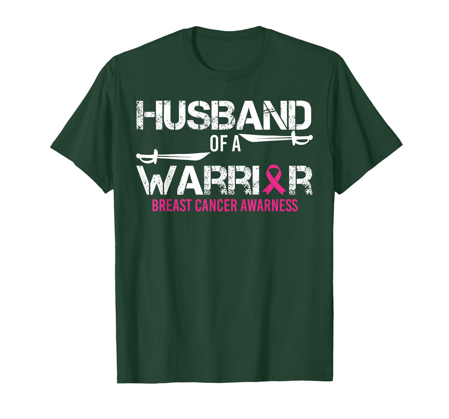 Husband Of A Warrior Pink Ribbon Breast Cancer Awareness T-Shirt