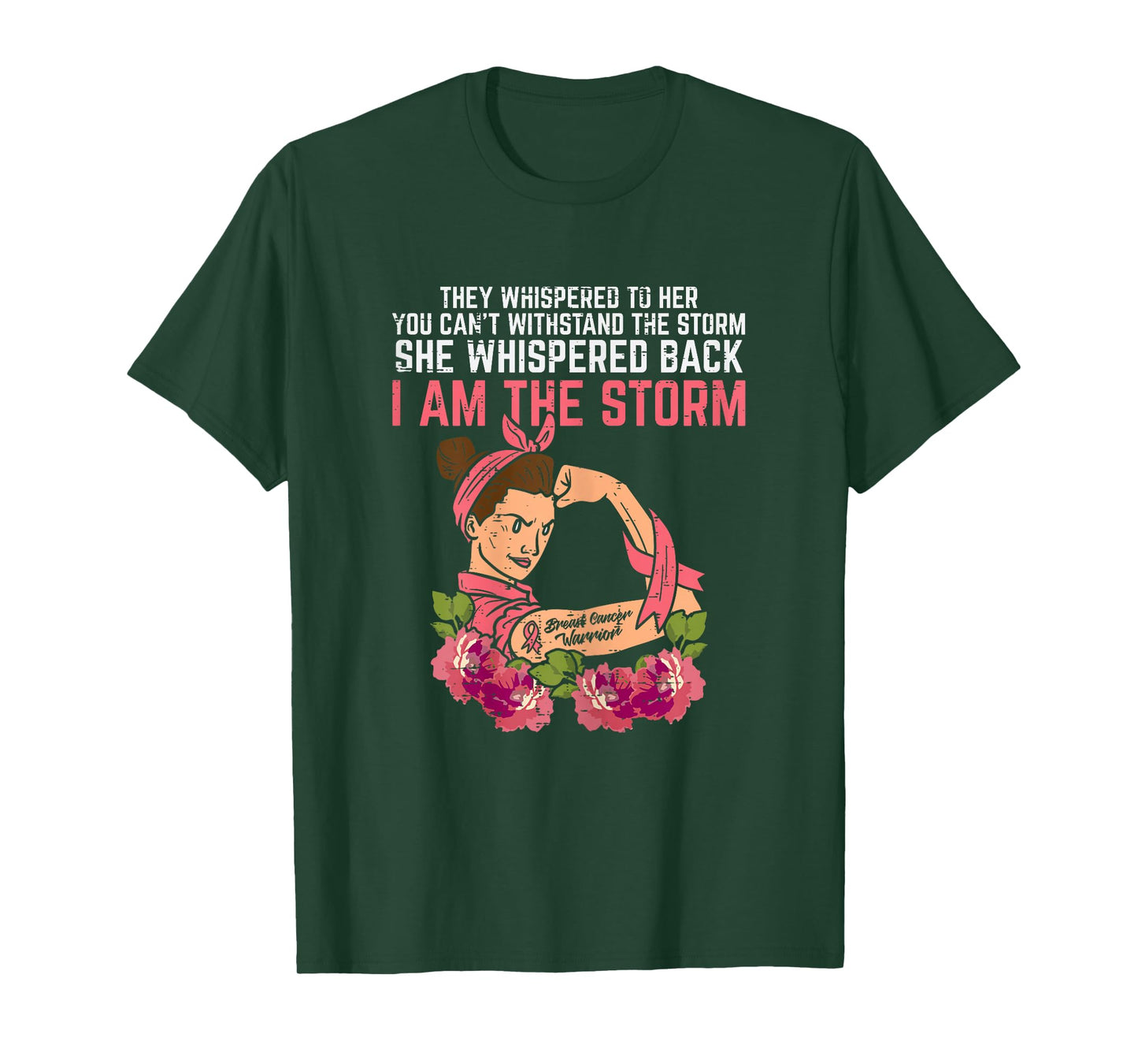 Strong Woman I Am The Storm Breast Cancer Warrior Awareness T-Shirt
