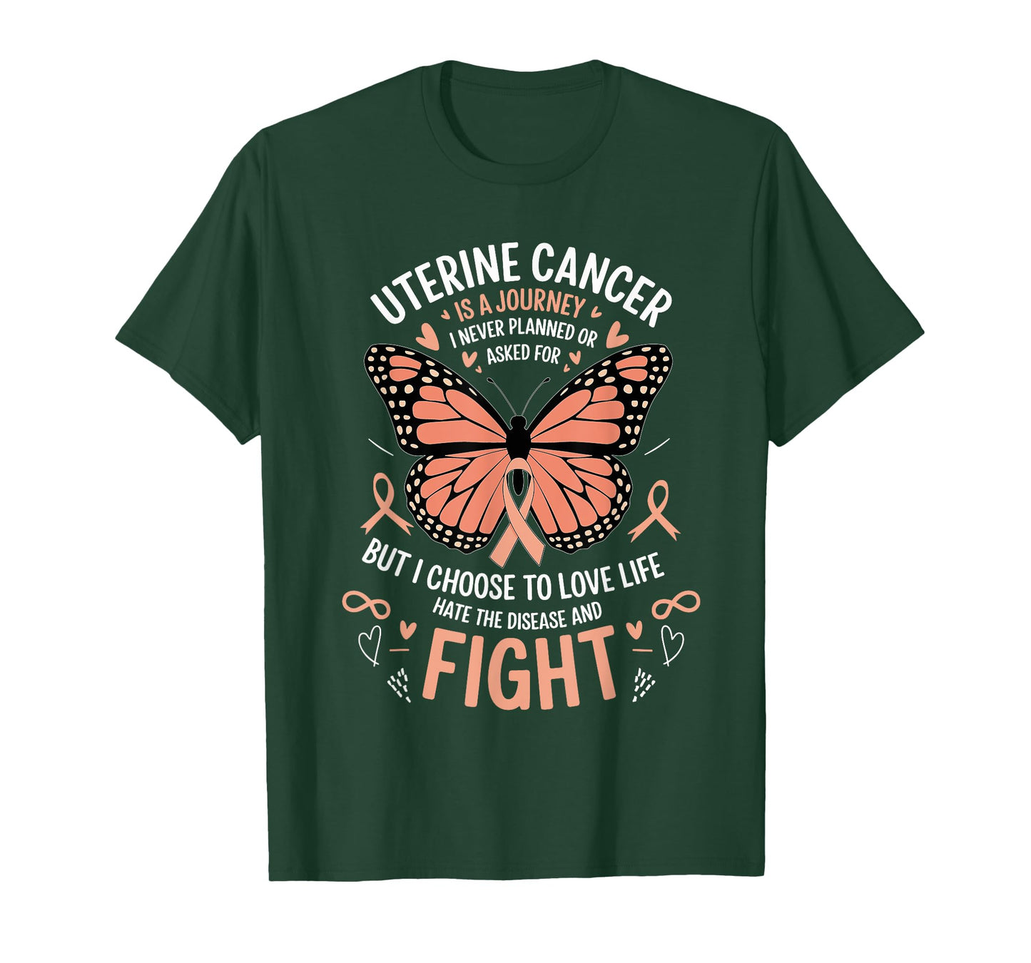 Uterine Cancer Survivor Peach Ribbon T-Shirt