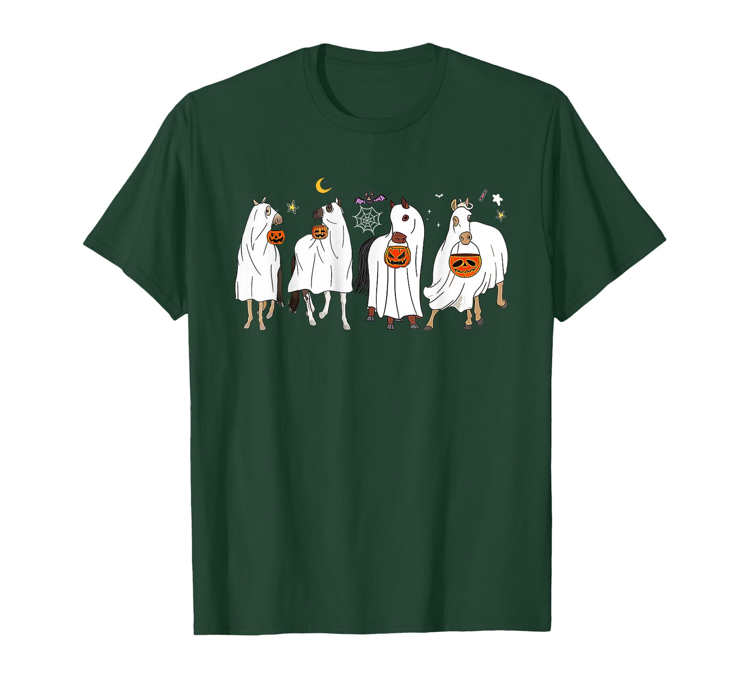 Horse Ghost Halloween Pumpkin Horseback Riding Equestrian T-Shirt