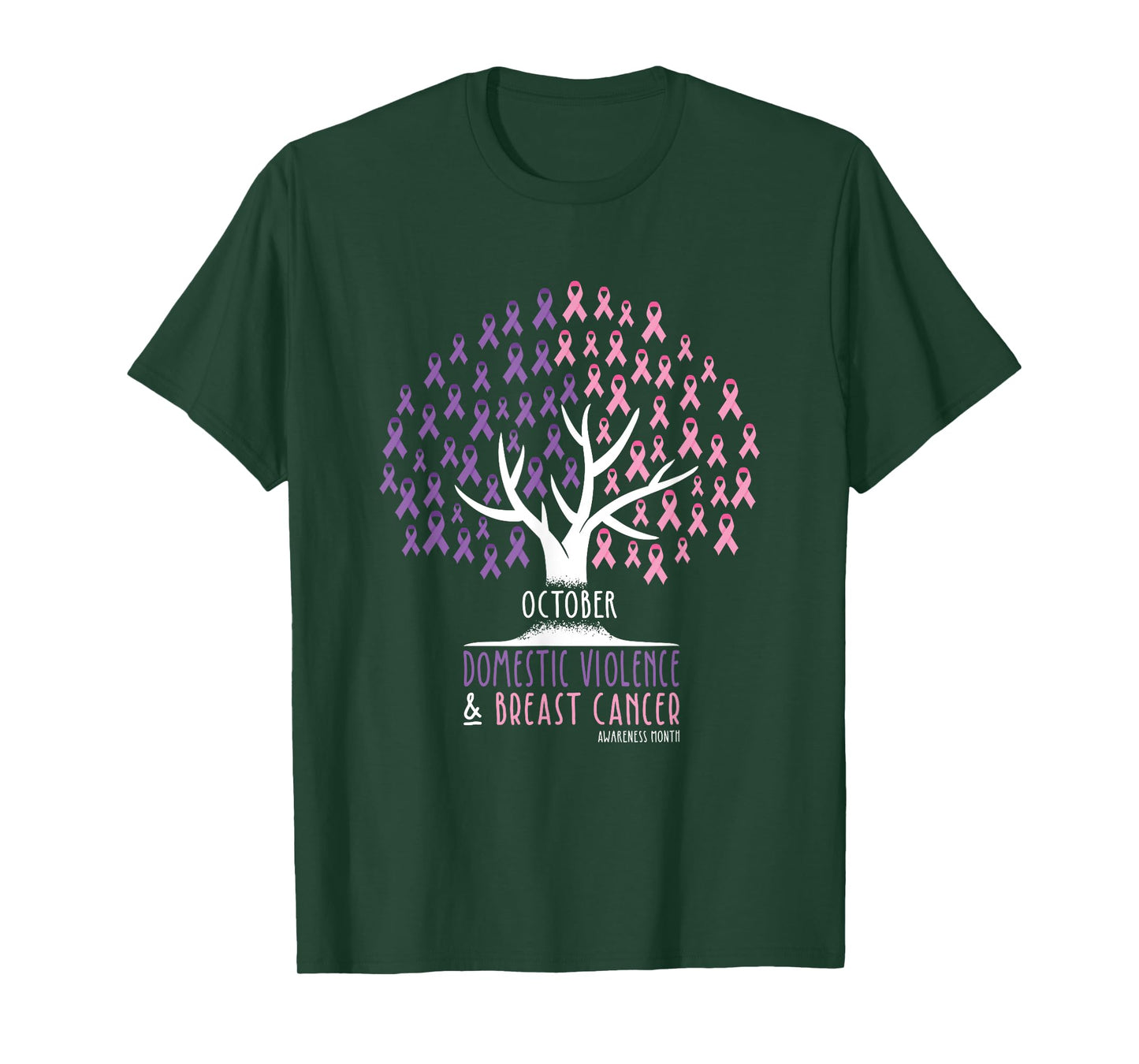 Ribbon Tree - Breast Cancer and Domestic Violence Awareness T-Shirt