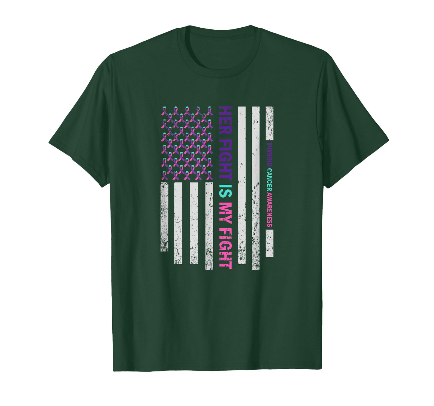 American Flag Thyroid Cancer Awareness T-Shirt