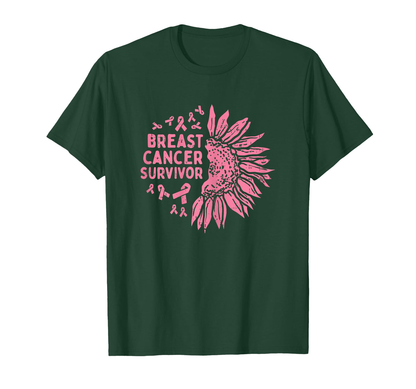 Sunflower Breast Cancer Survivor Pink Ribbon Awareness Women T-Shirt