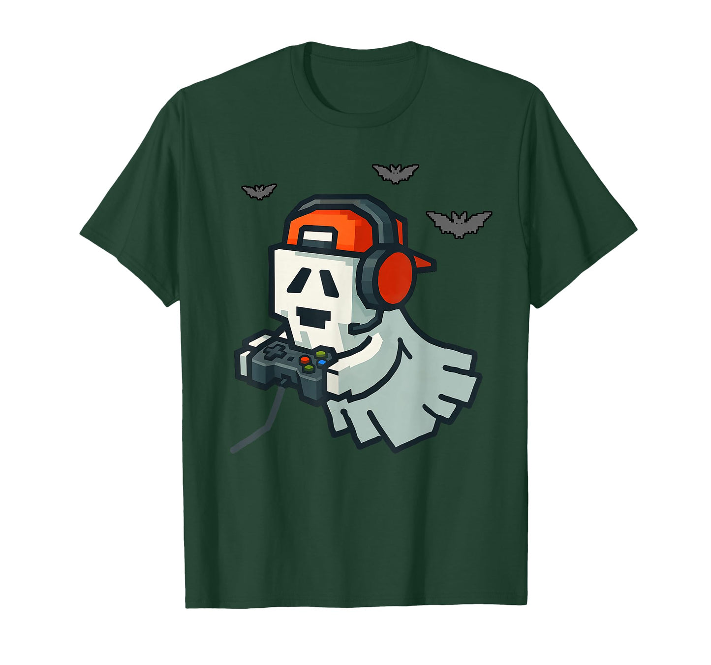 Halloween Ghost Gamer Funny Pixel Video Gaming Boys Men Kids T-Shirt