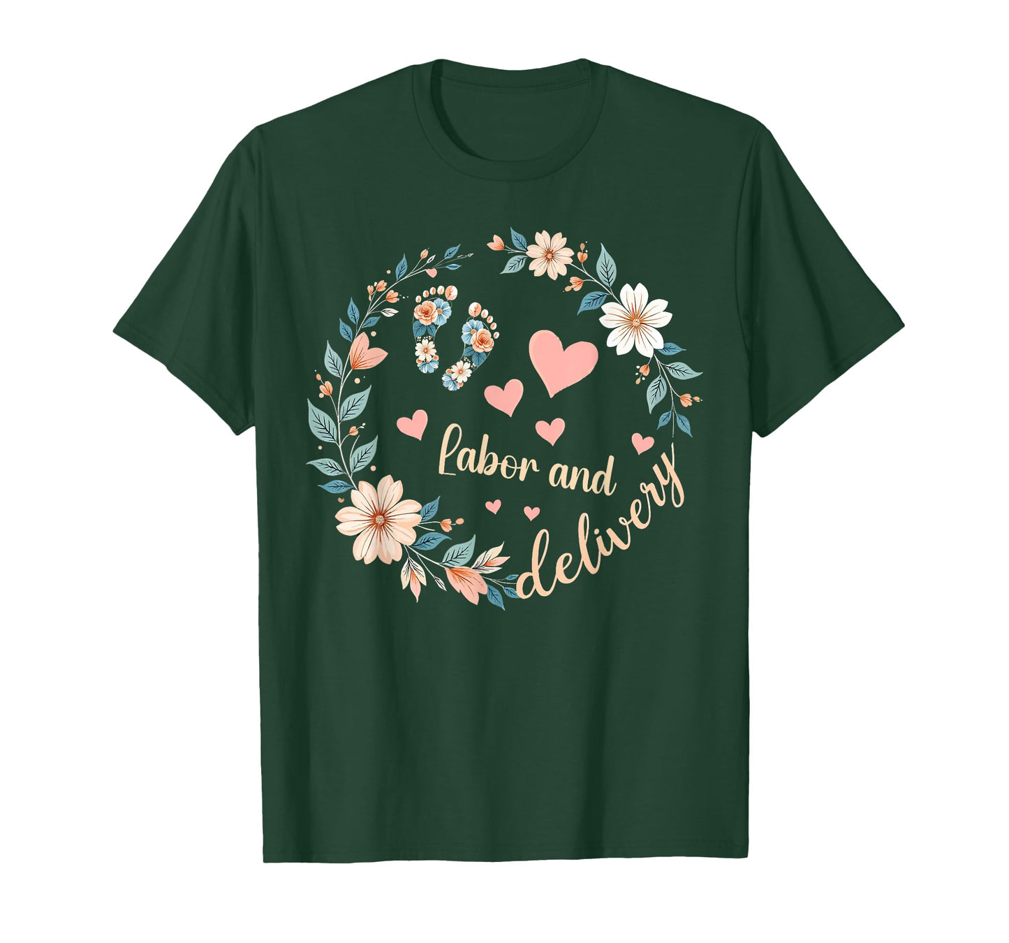 Funny Labor and Delivery Nurse Women's Retro Floral Nursing T-Shirt