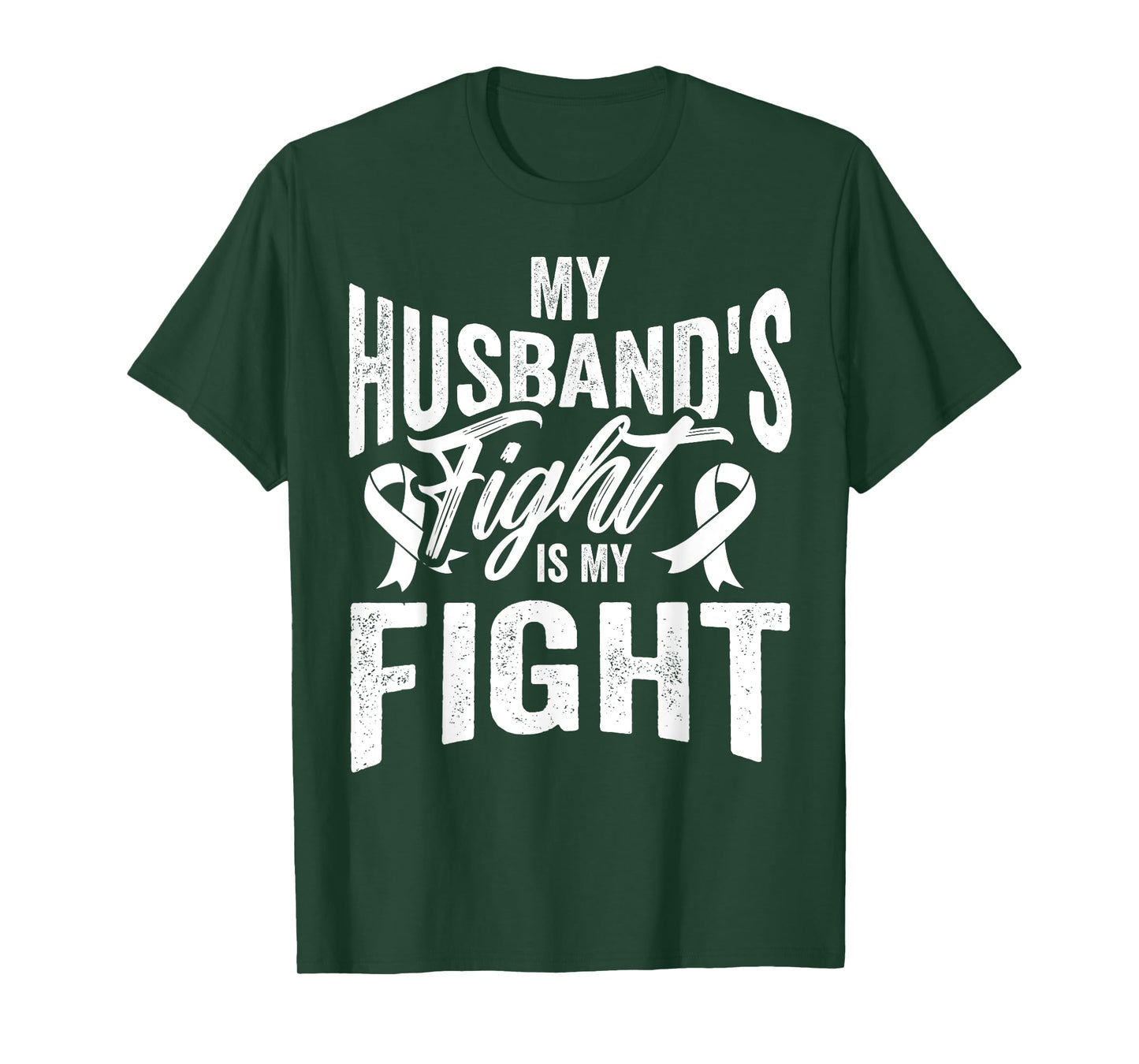 InGENIUS Cancer Awareness My Husbands Fight Is My Fight Support Unisex-Adults Black Classic Fit Short Sleeve T-Shirt