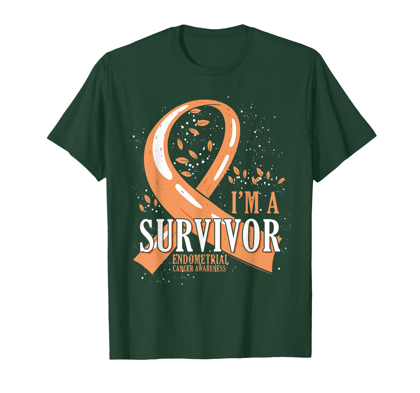 Cancer Survivor Peach Ribbon Endometrial Cancer Awareness T-Shirt
