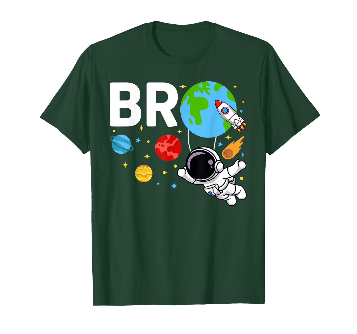 Brother Bro Space Astronaut Birthday Family Matching T-Shirt