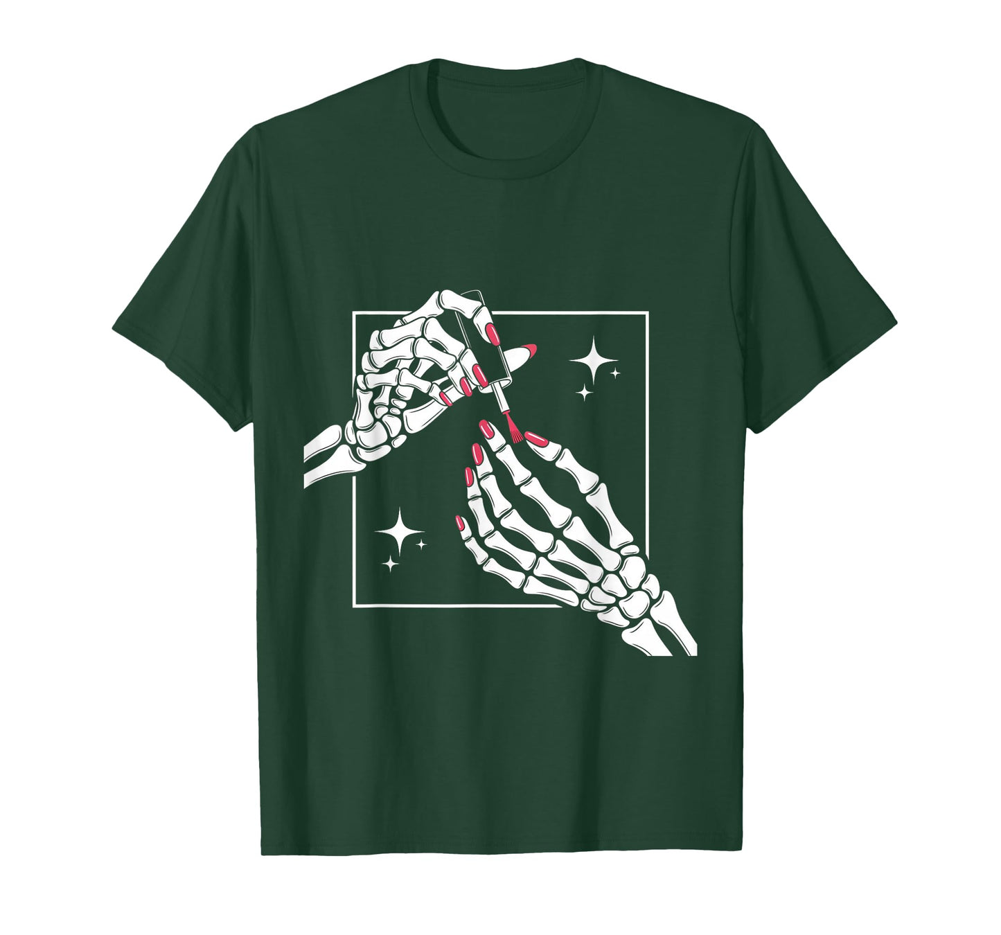 Skeleton Hands Manicure Red Nails Polish Gothic Halloween T-Shirt