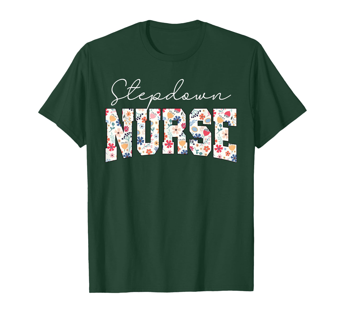 Retro Floral Stepdown Nurse Stepdown Unit CVICU CTICU Nurse T-Shirt