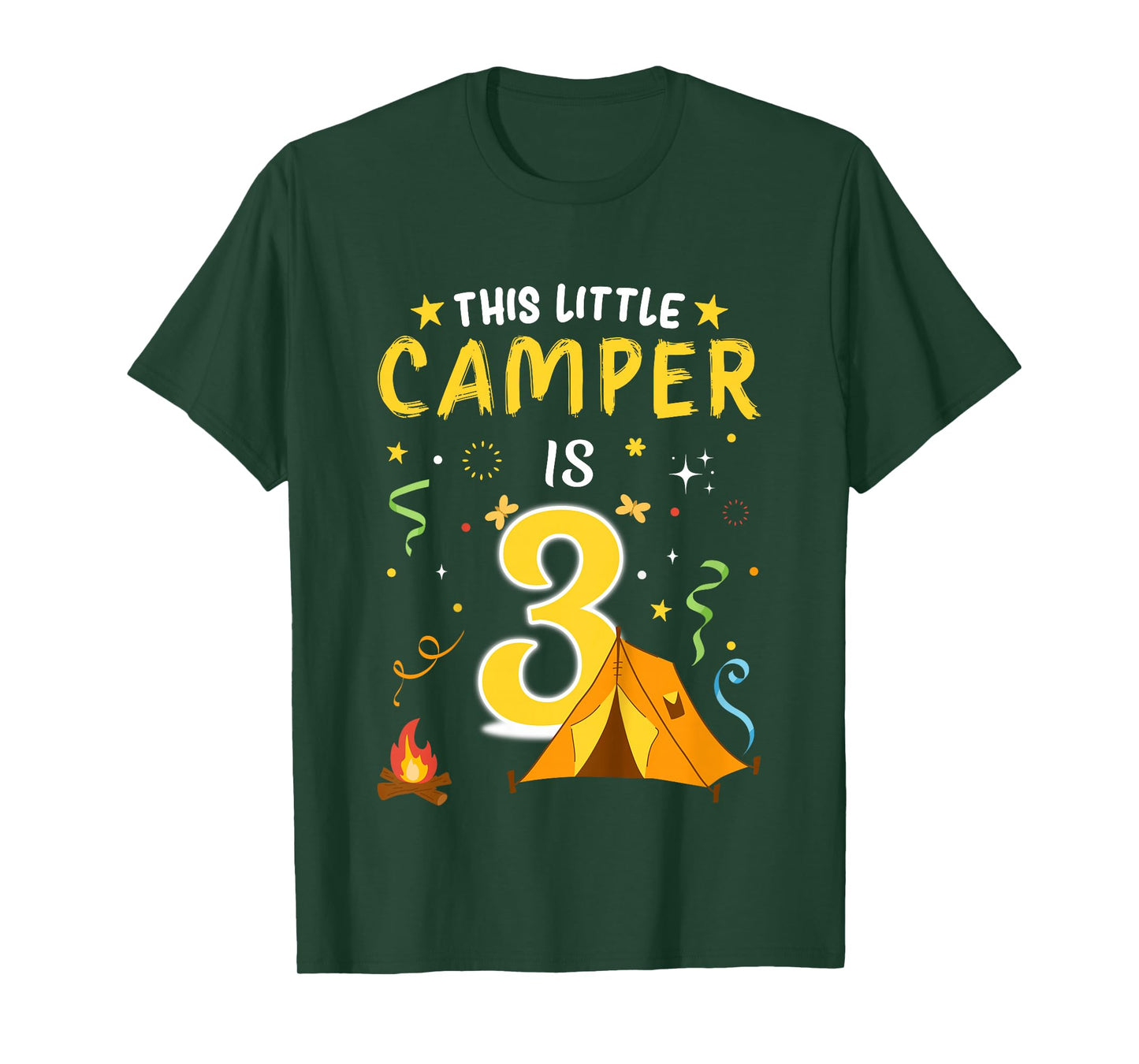 Kids 3 Year Old Camper Kids 3rd Birthday Camping Costume T-Shirt