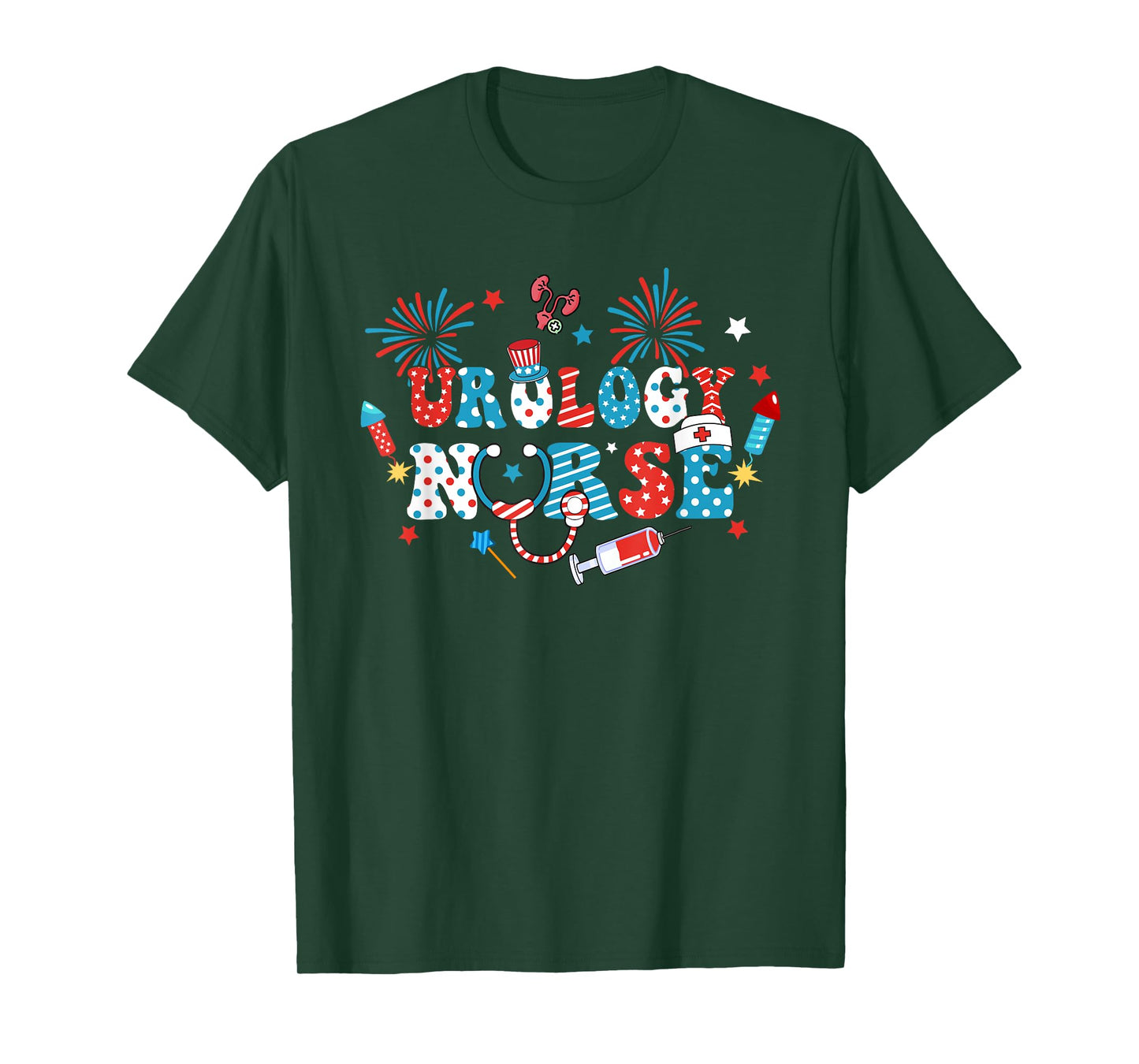 America USA Fireworks Urology Nurse Happy 4th Of July Women Men T-Shirt