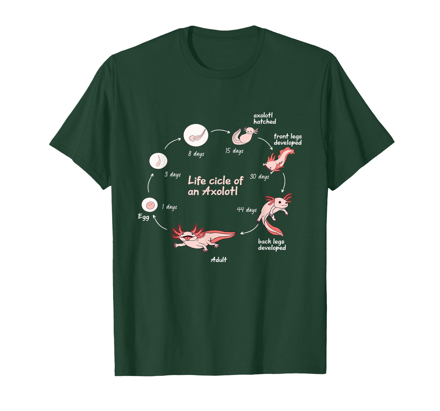 Axolotl Lifecycle Chart Cute Kawaii Salamander Amphibian T-Shirt