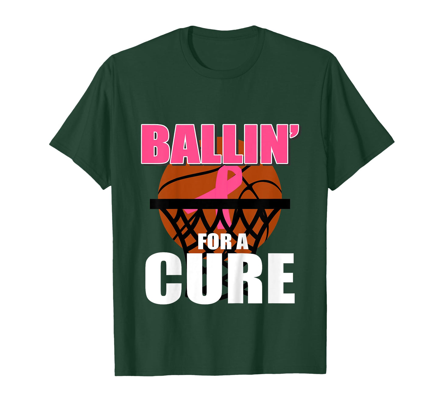 Kids Basketball Breast Cancer Pink Ribbon for Boys Girls Children T-Shirt