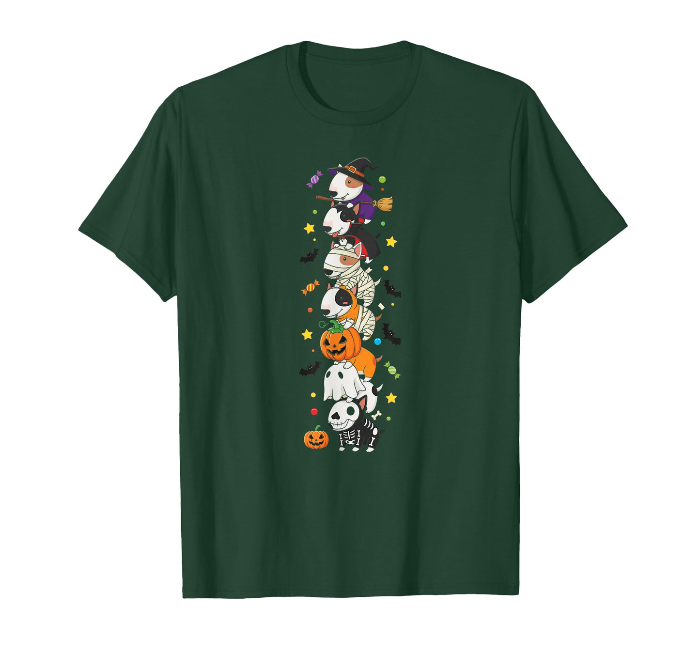 Bull Terrier Witch Vampire Ghost Halloween Kids Mens Womens T-Shirt