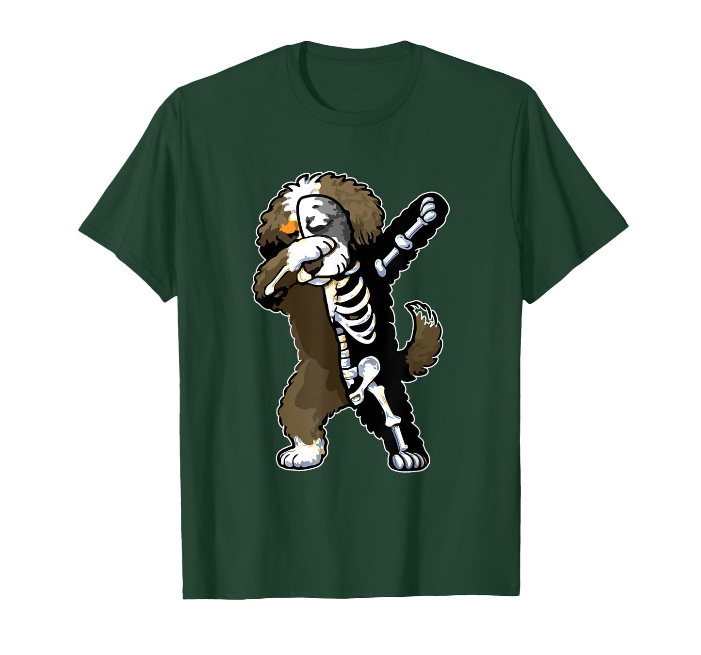 Dabbing Bernedoodle Half Skeleton Halloween Costume Owner T-Shirt