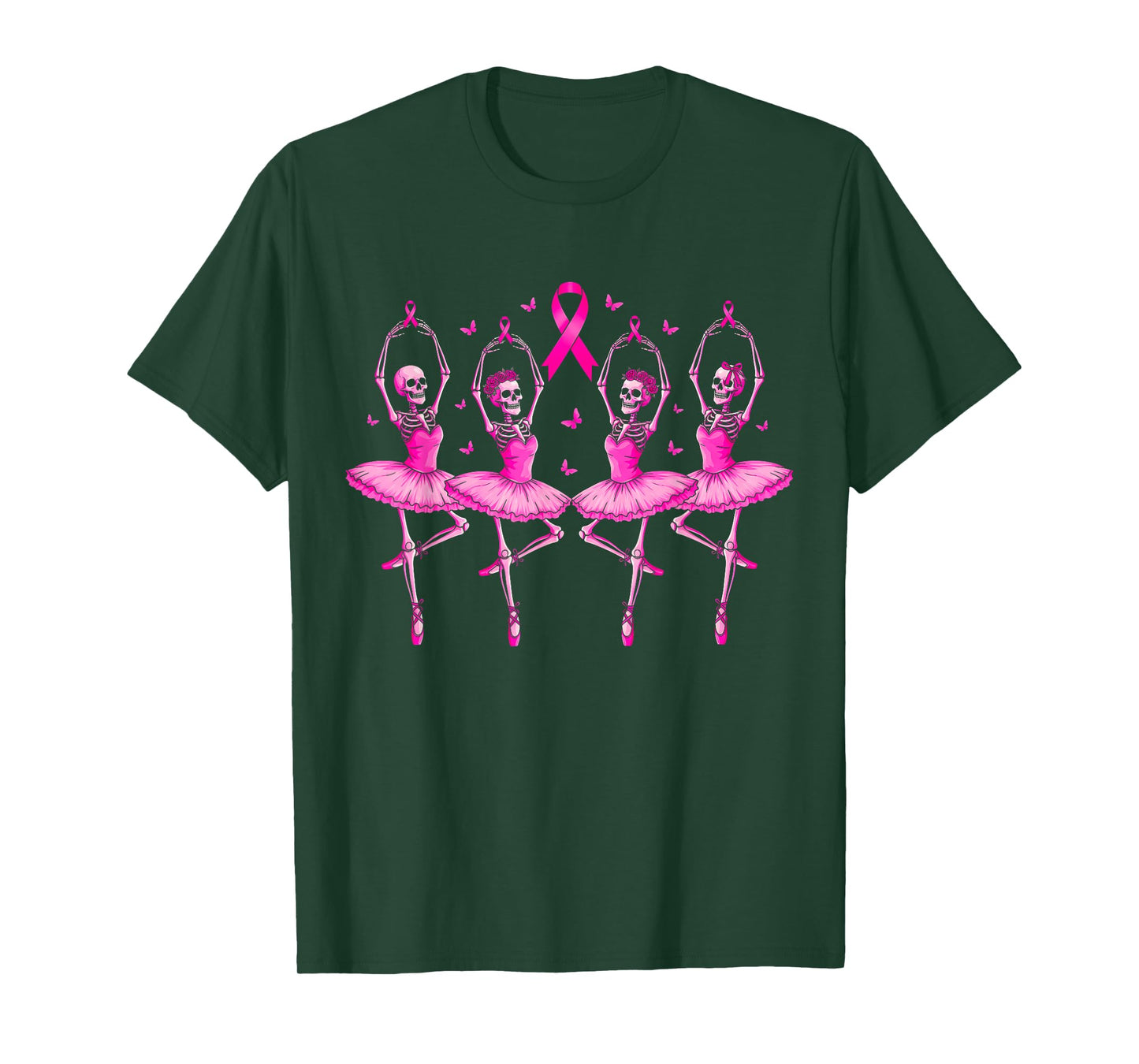 Funny Skeleton Pink Ribbon Breast Cancer Awareness T-Shirt