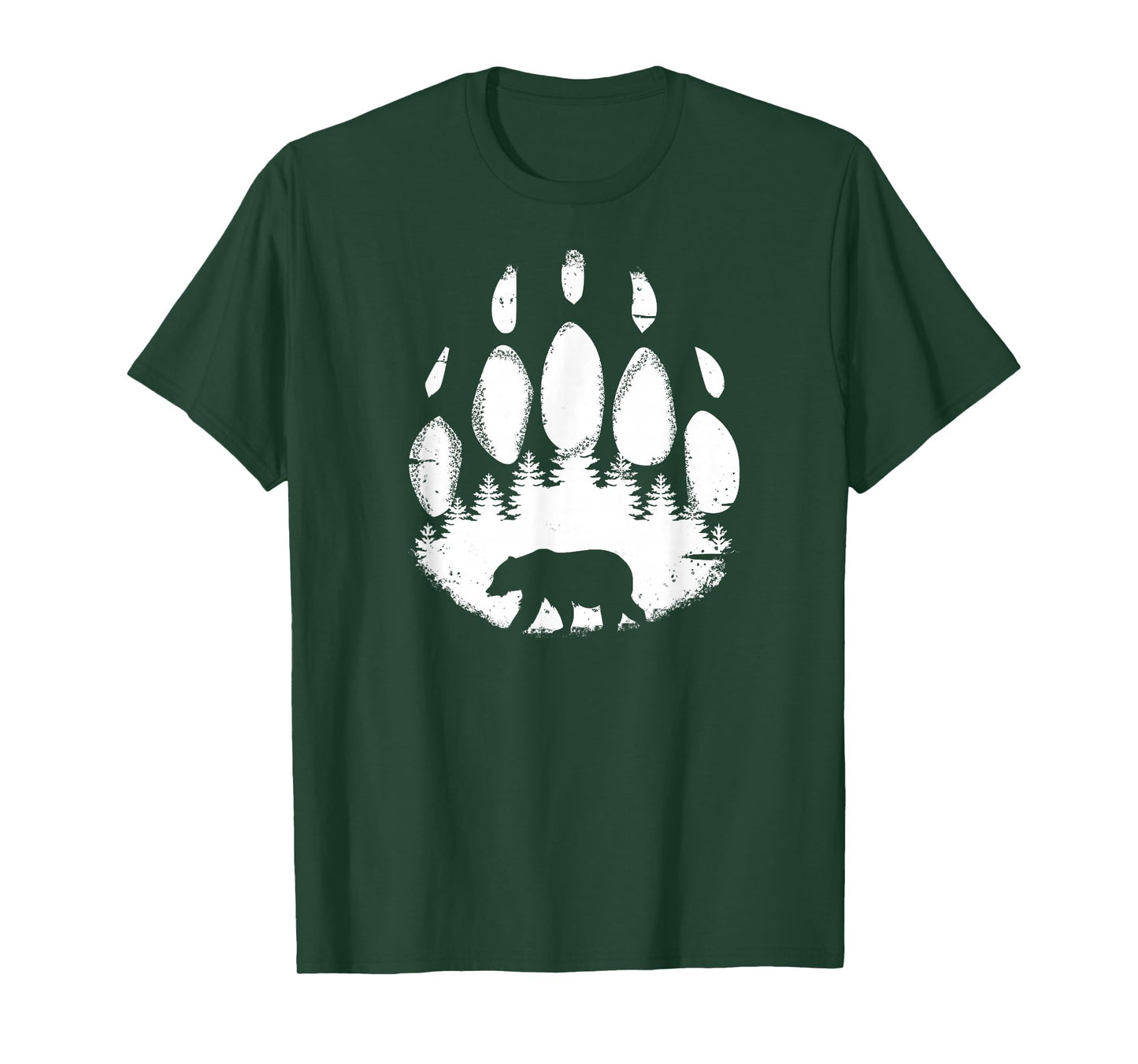 Bear Paw White Print Forest Animal Silhouette T-shirt T-Shirt