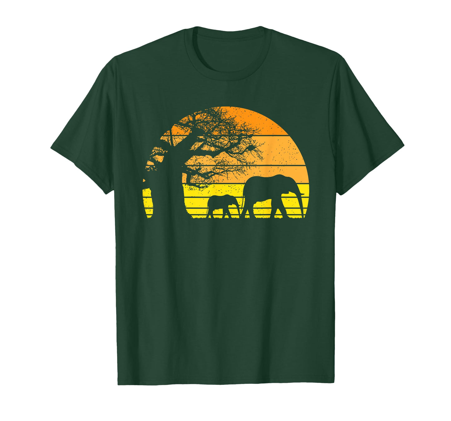 Elephant Safari Vintage Sunset Baobab Africa Flag T-Shirt