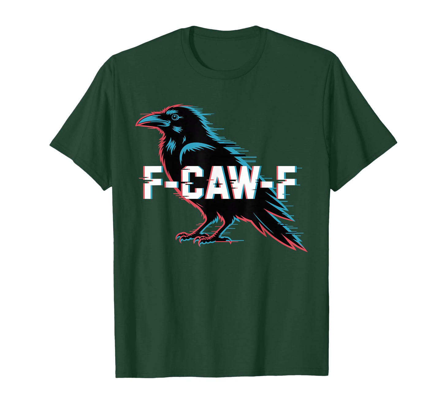 F-Caw-F Funny Glitch Crow Cyberpunk Dark Humor Design T-Shirt