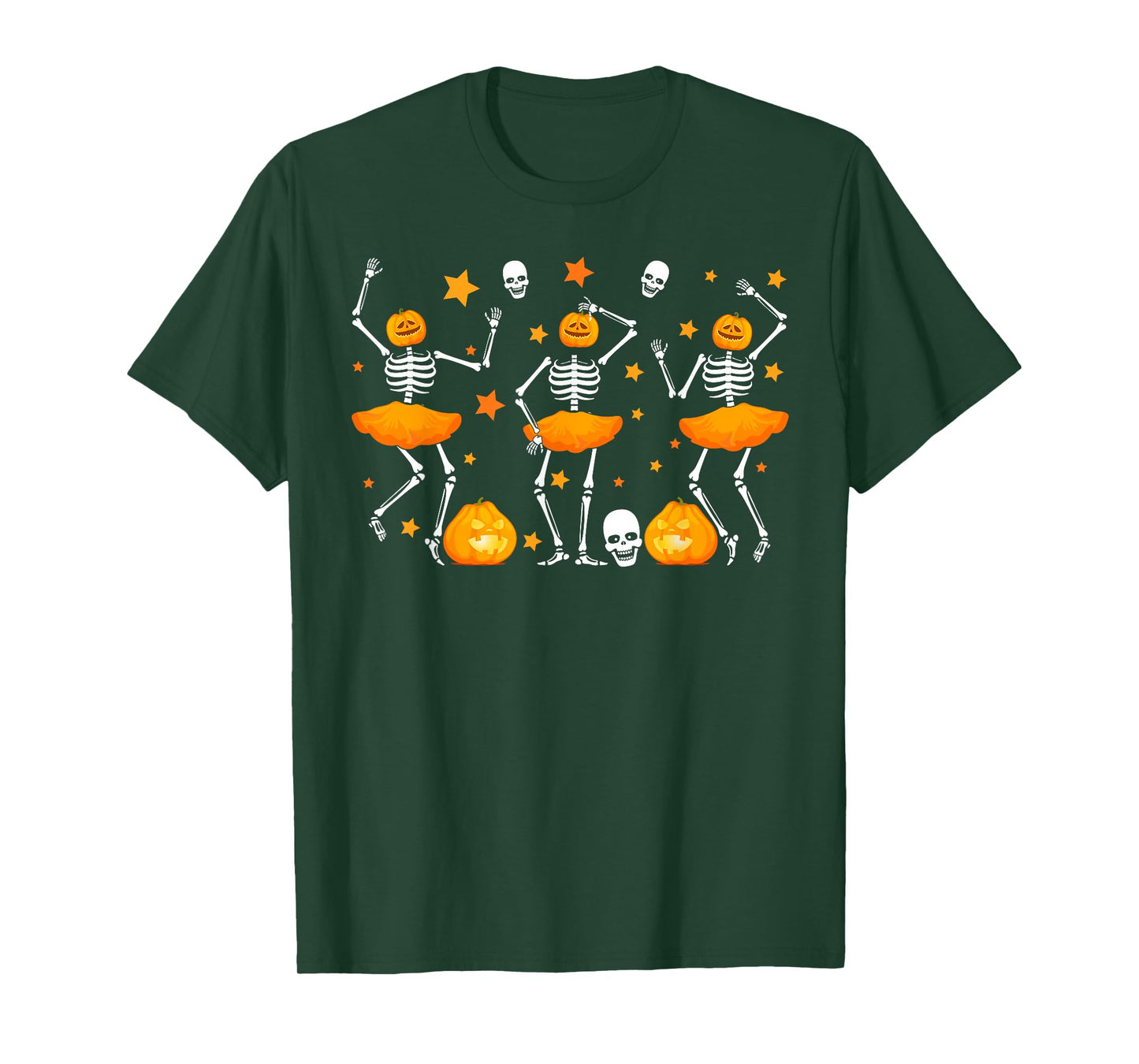 Funny Pumpkin Skeletons Ballerina Happy Halloween Day Girls T-Shirt