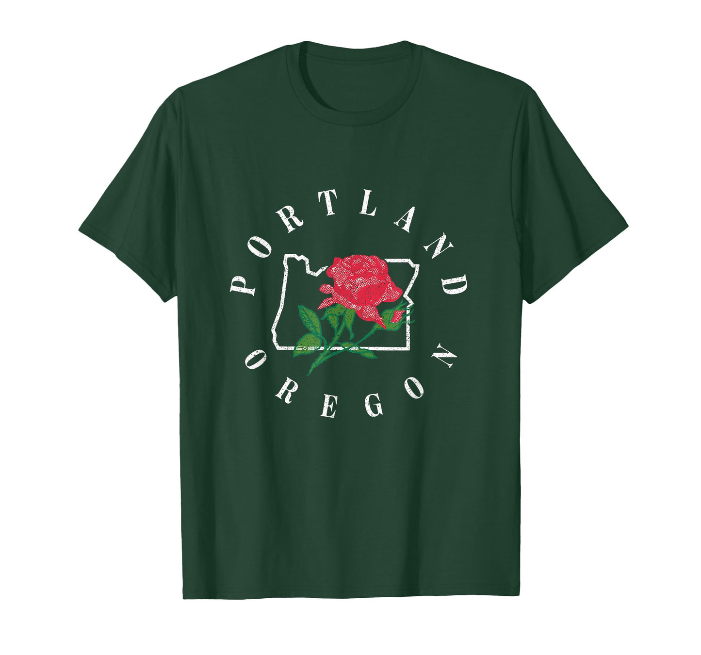 Vintage Retro Oregon Map with A Rose Portland Rose City T-Shirt