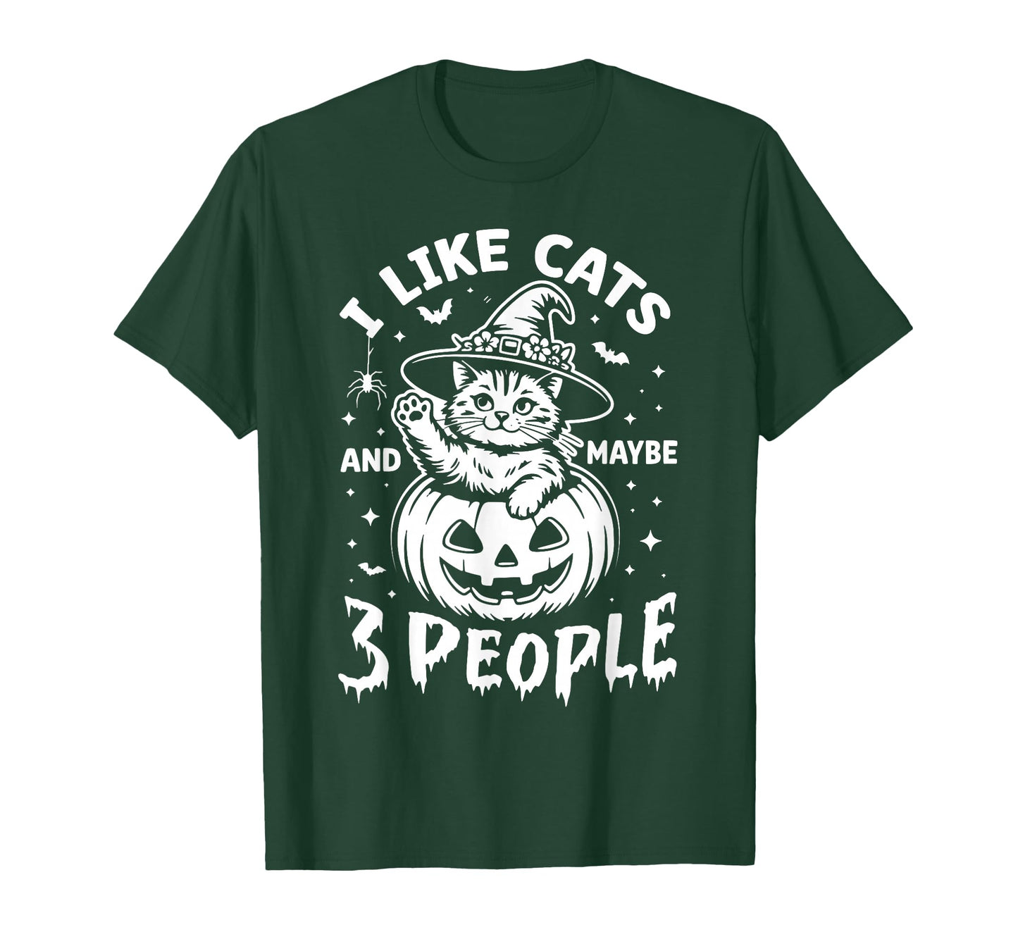I Like Cats and Maybe 3 People, Cat Witch Halloween Pumpkin T-Shirt