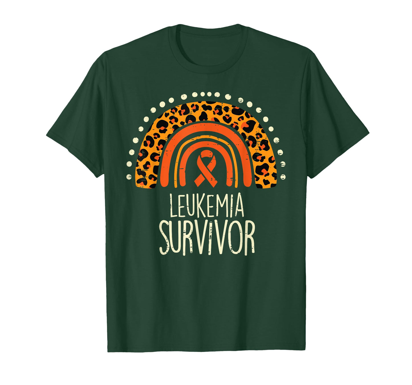 Leopard Rainbow Orange Ribbon Survivor Leukemia Awareness T-Shirt