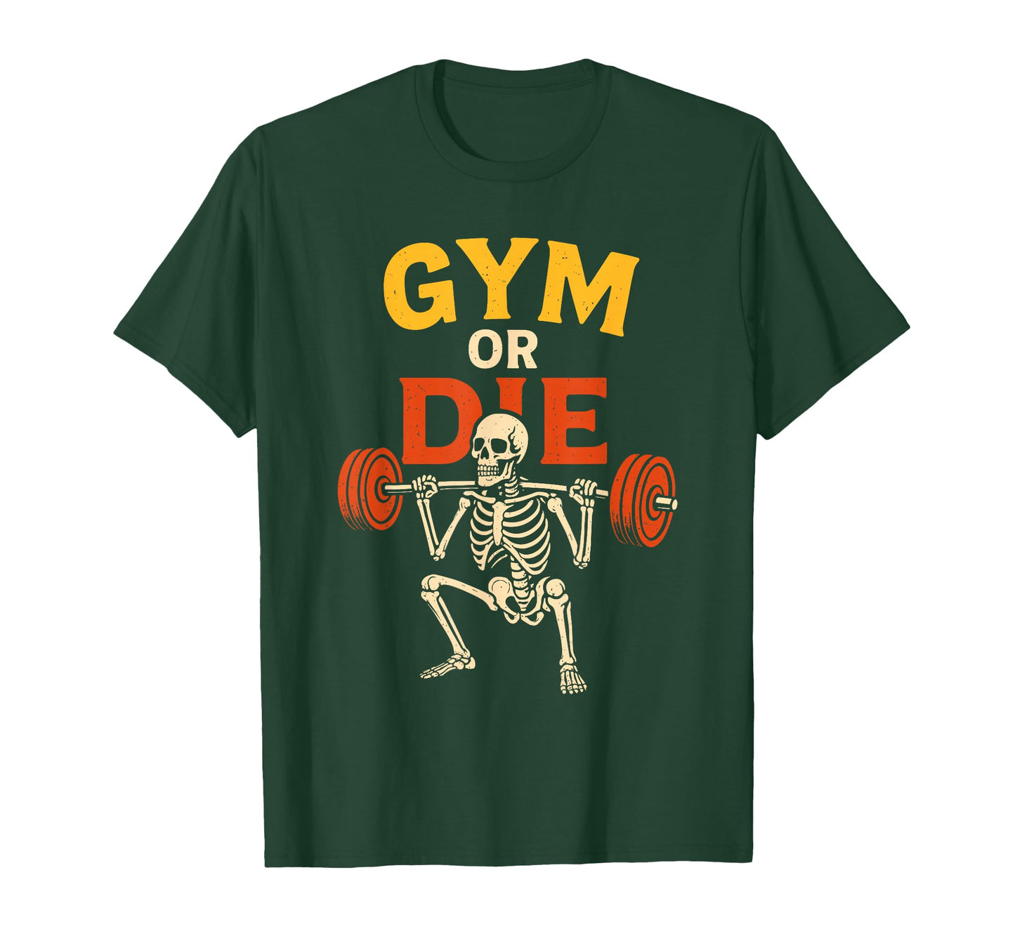 Gym or Die Funny Skeleton Weightlifting Bodybuilder T-Shirt