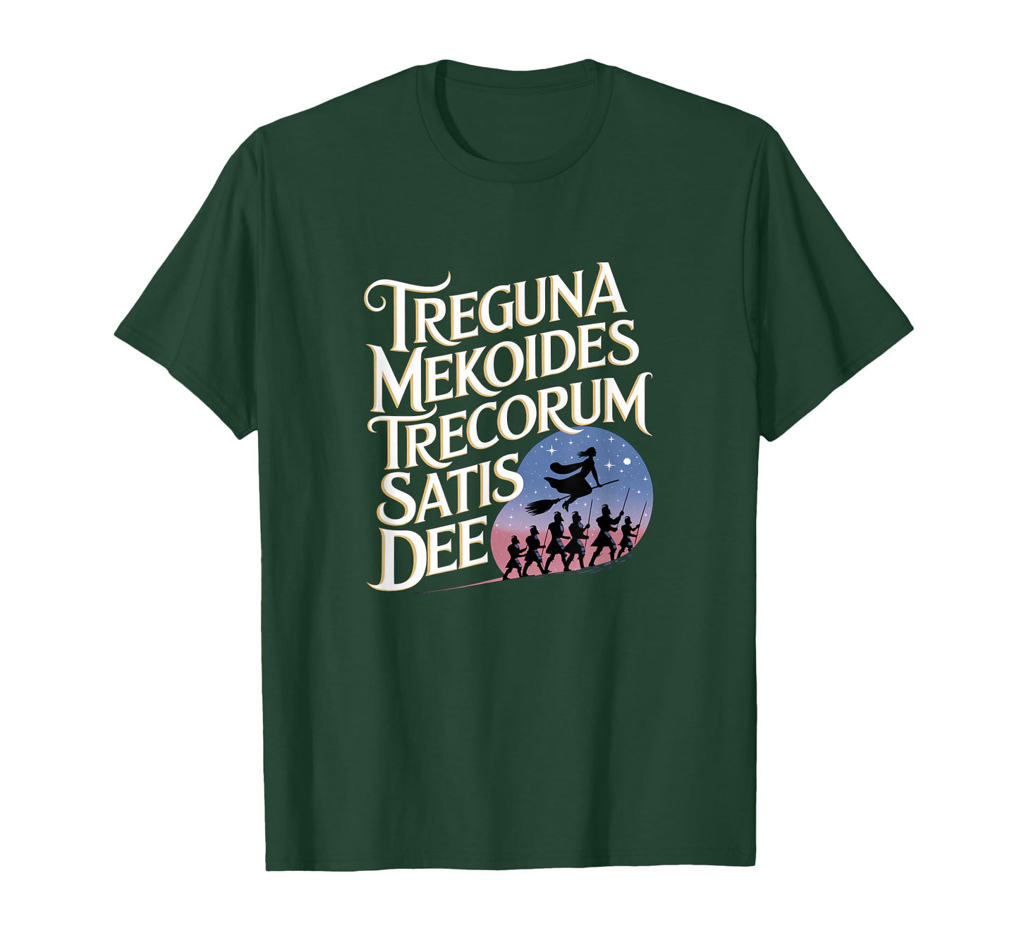 Stage Notes Treguna Mekoides Vintage Bedknobs and Broomsticks Theatre T-Shirt - Black, Small, Unisex-Adult, Short Sleeve, T-Shirt, Polyester, Letter Print, Crew Neck, Regular Fit, US Sizing