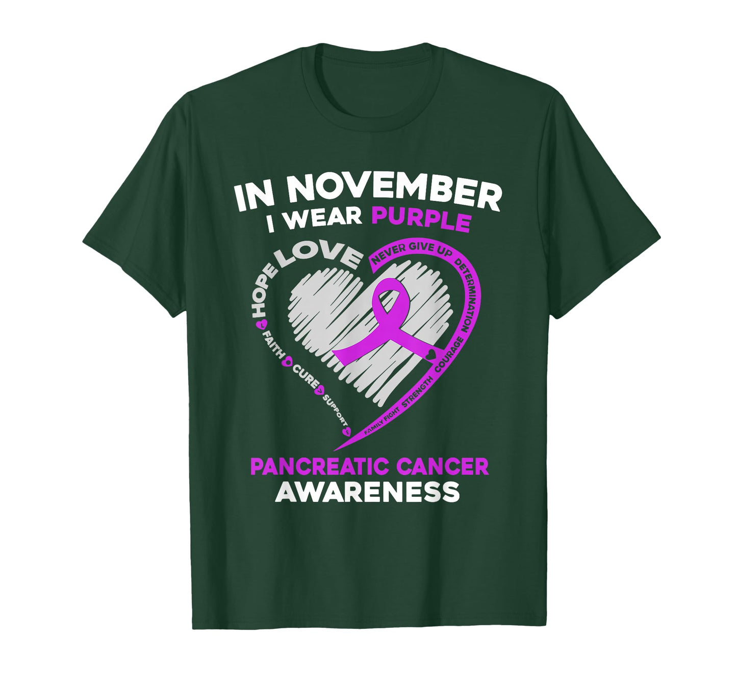In November We Wear Purple Heart Pancreatic Cancer Awareness T-Shirt