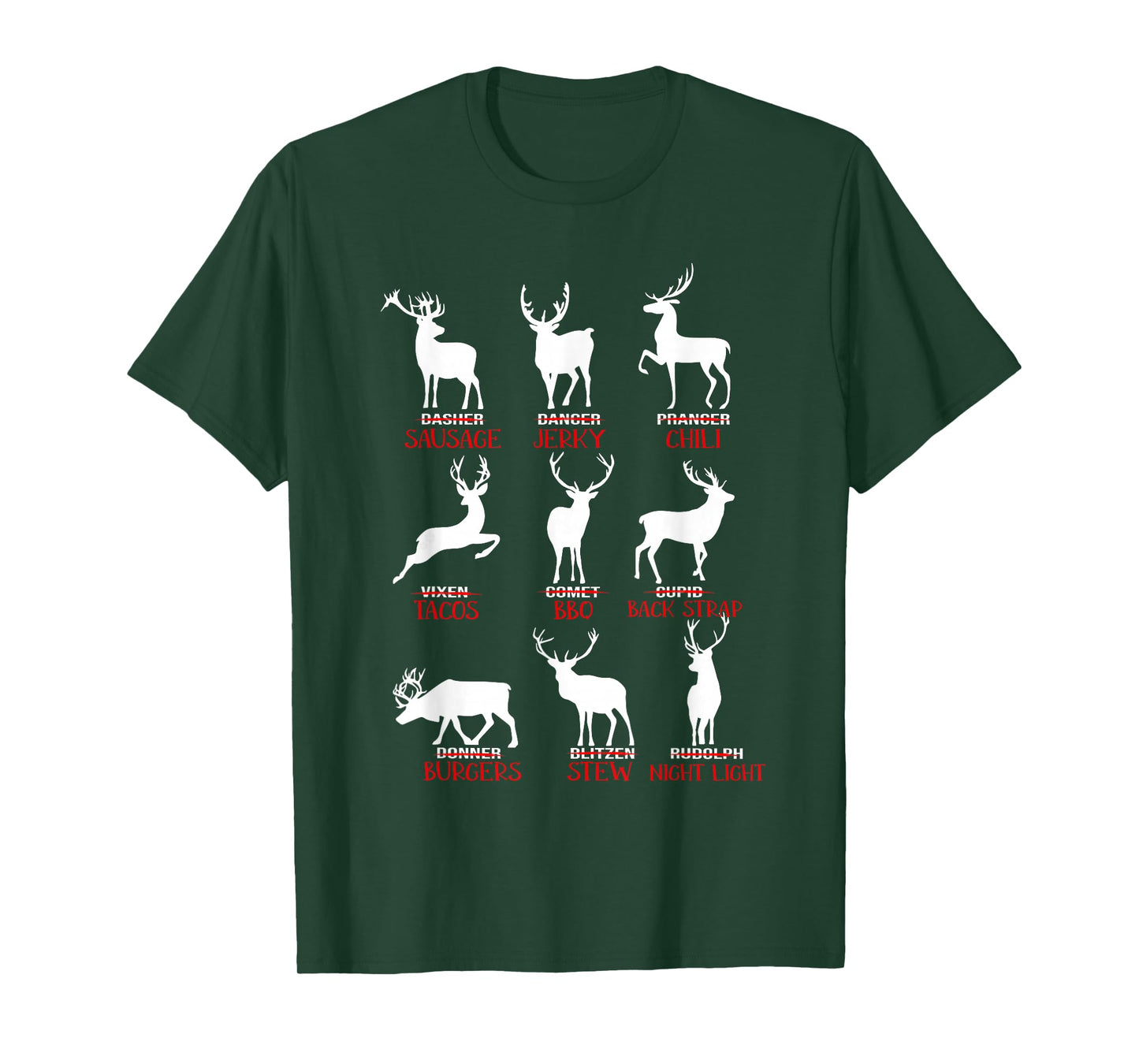 Christmas Deer Hunters All of Santa's Reindeer Xmas T-Shirt
