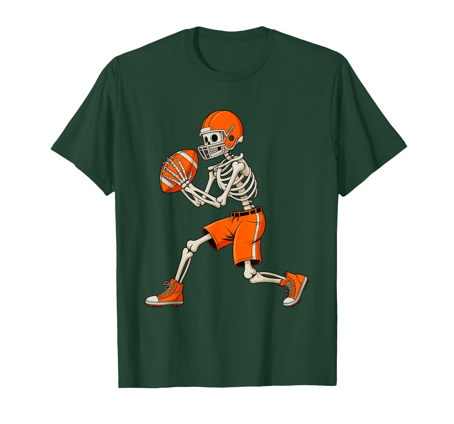 Funny Skeleton Play Football Halloween Costume Boys Men Kids T-Shirt