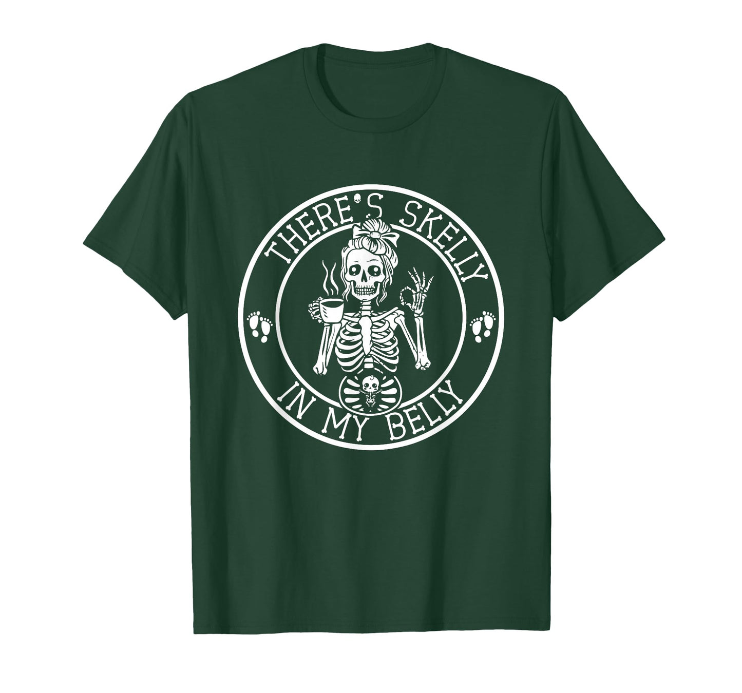 There's Skelly in My Belly Halloween Pregnant Mom Skeleton T-Shirt