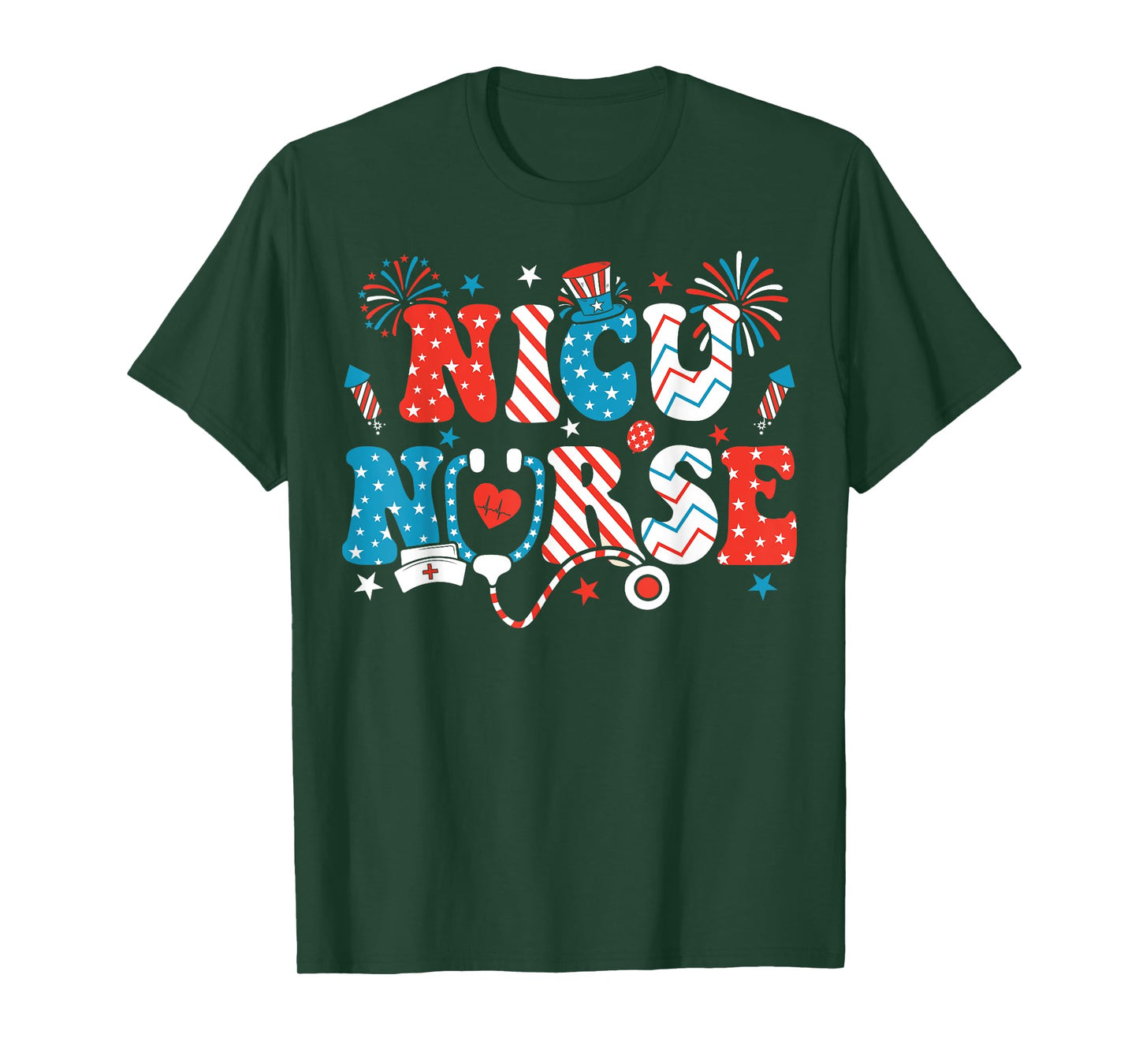 NICU Nurse 4th Of July American Flag Patriotic Nicu Nurse T-Shirt