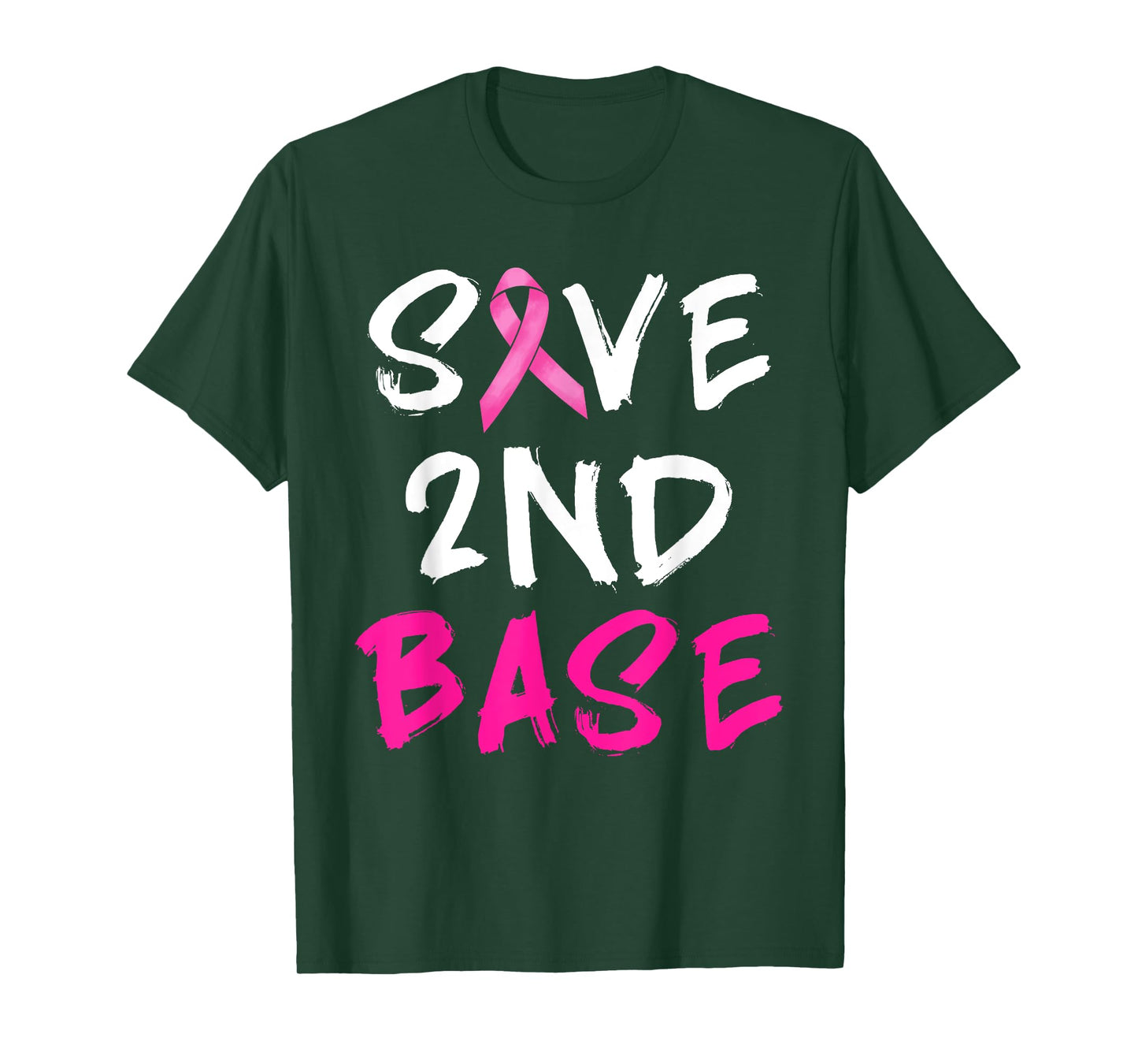 Save Second 2nd Base Pink Ribbon Funny Breast Cancer Warrior T-Shirt