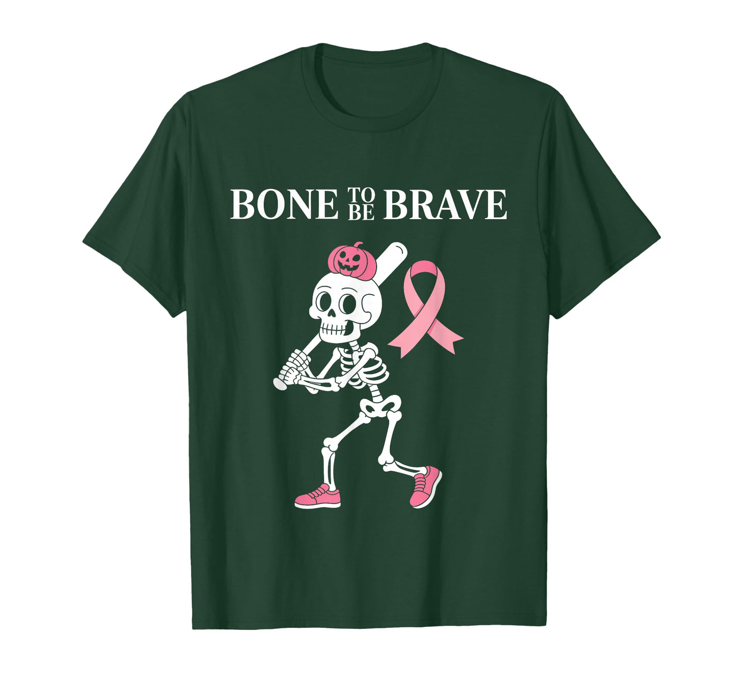 Baseball Skeleton Fighter Halloween Breast Cancer Awareness T-Shirt