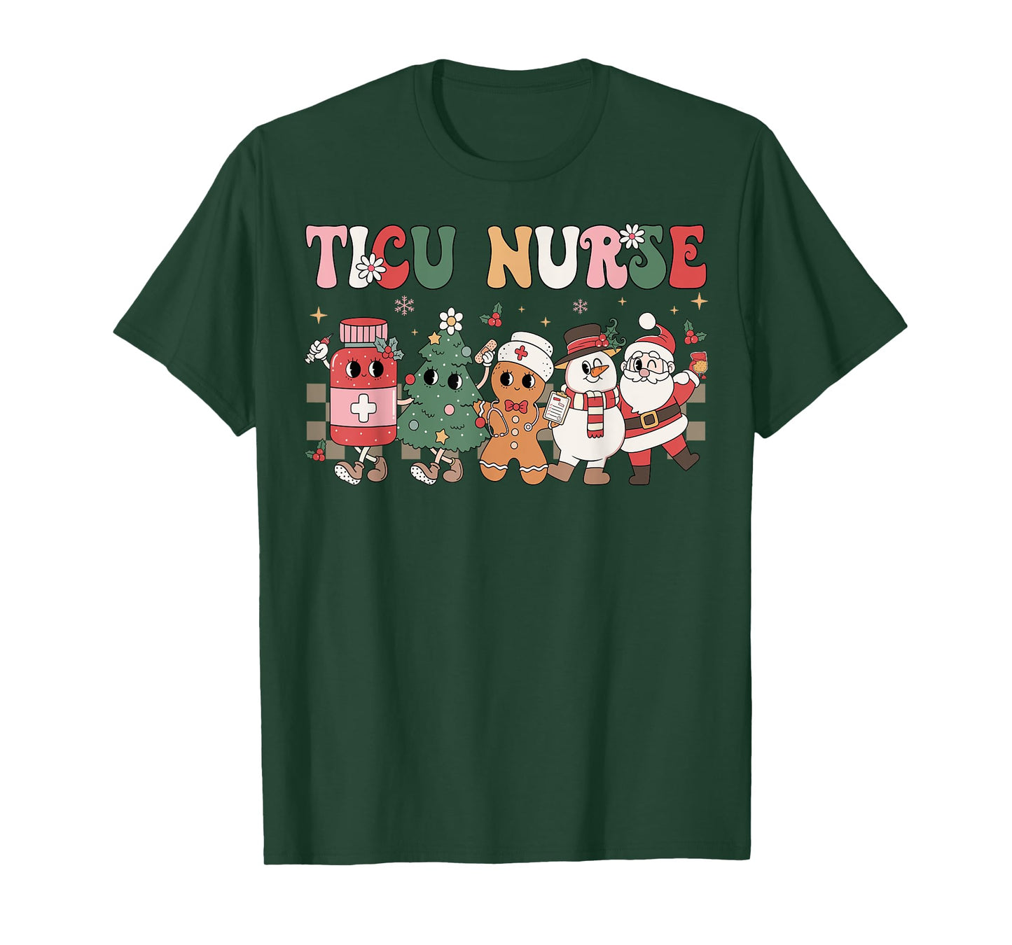 Retro TICU Nurse Christmas Intensive Care Unit Nursing Group T-Shirt