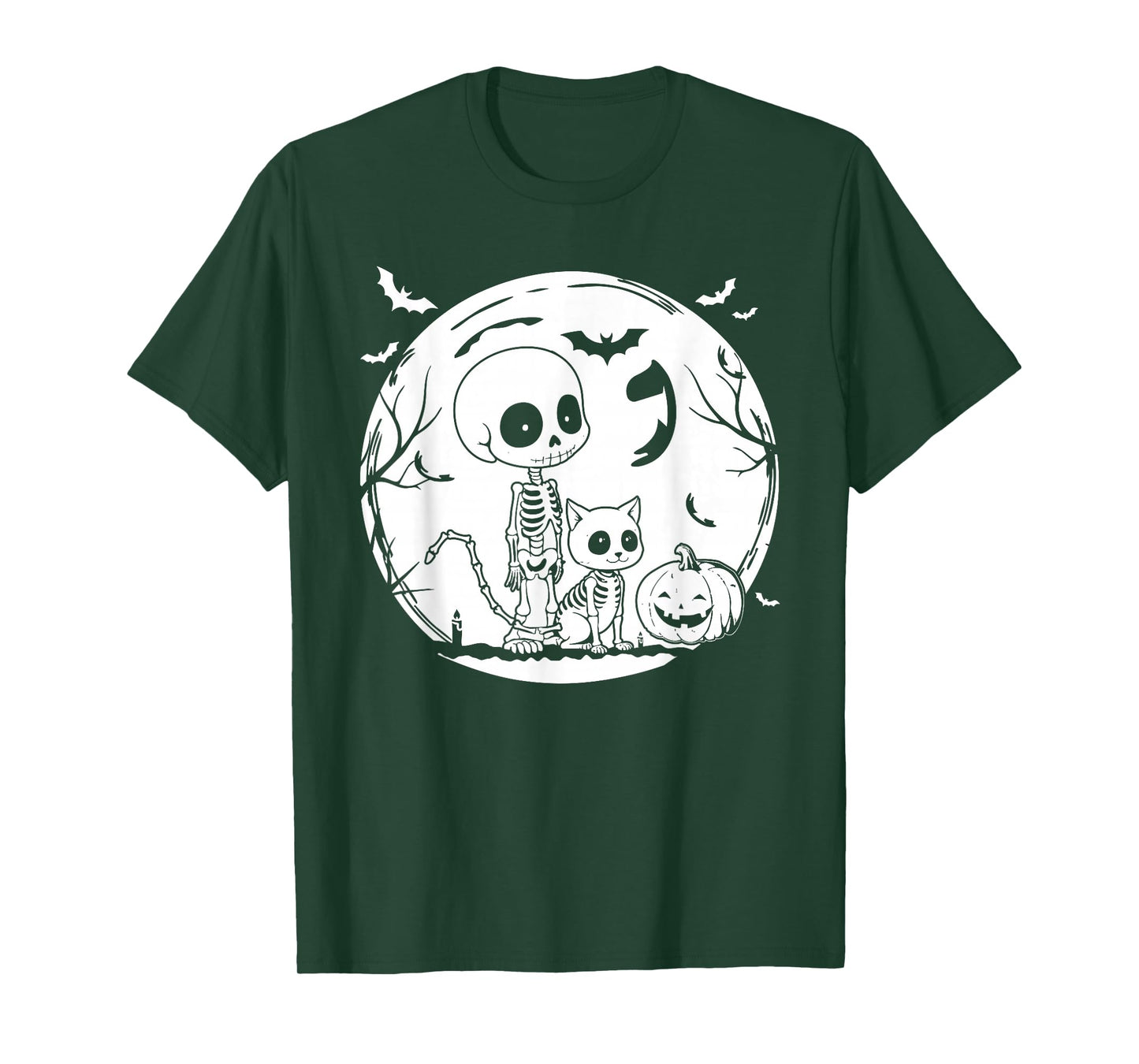 Skeleton and and cat Skeleton for Halloween Spooky Parties T-Shirt