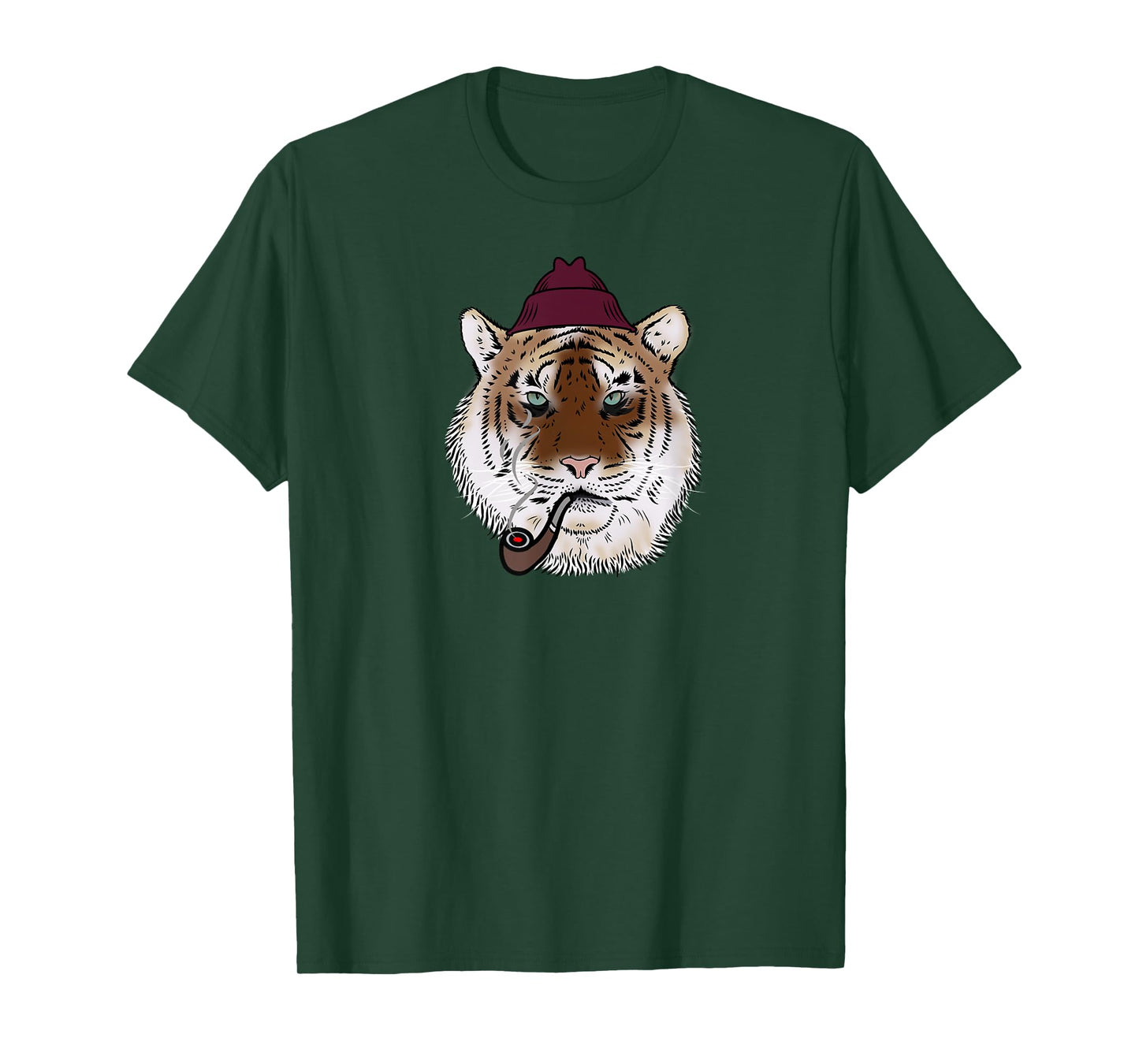 Tiger head face with a hat smoking a pipe cool big cat love T-Shirt