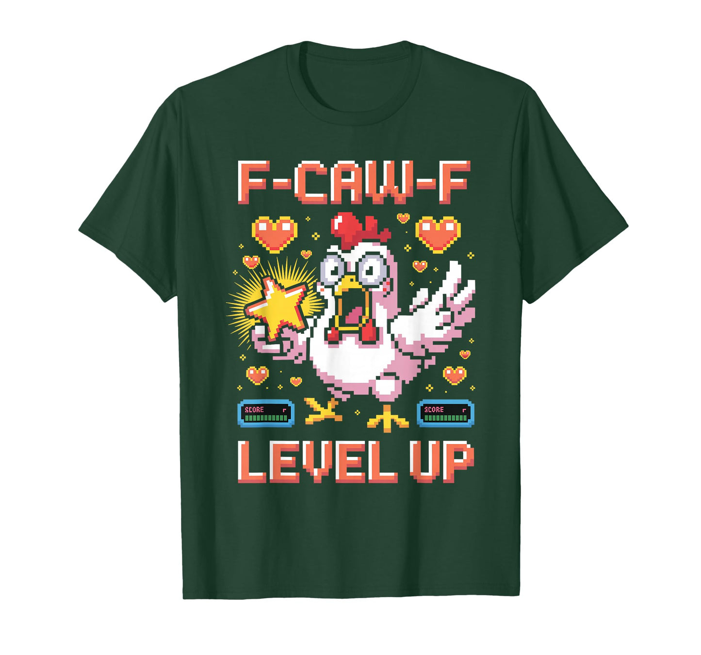 F-Caw-F Funny Chicken Pixel Art Retro Gaming F Caw F Meme T-Shirt