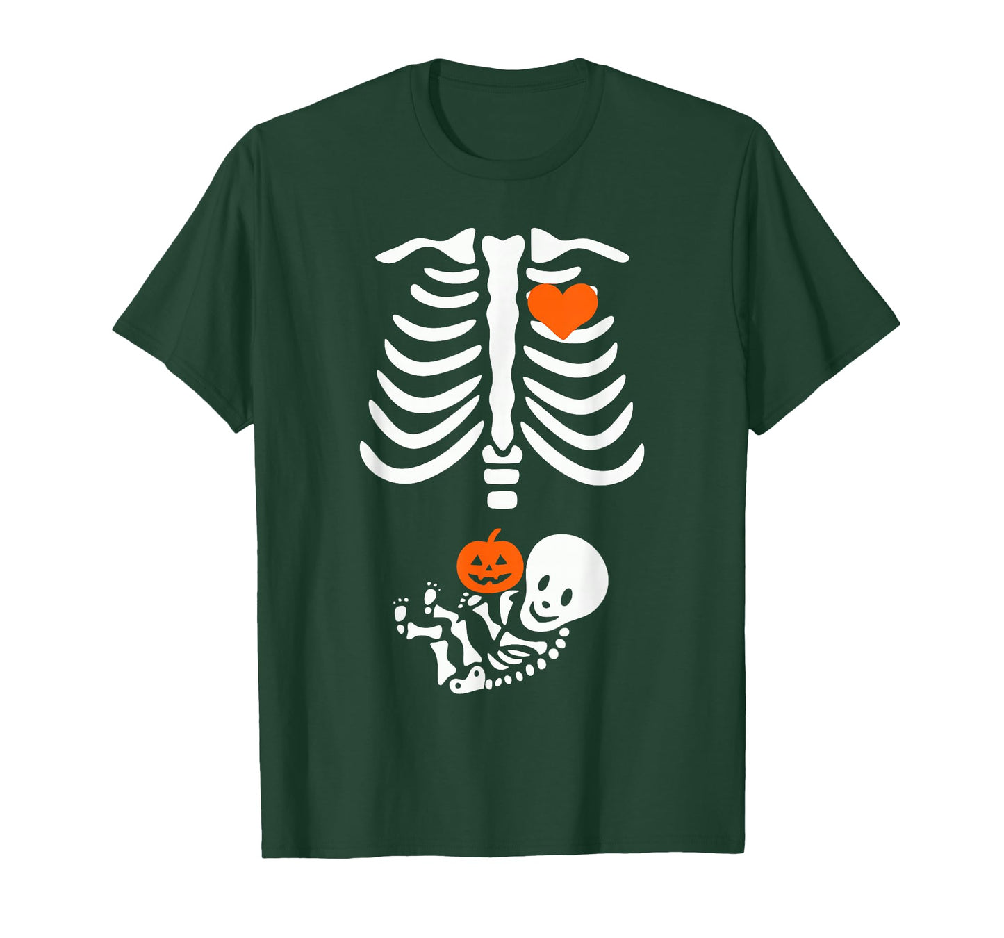 Halloween Skeleton Baby Rib Cage Pregnant Pumpkin New Mom T-Shirt