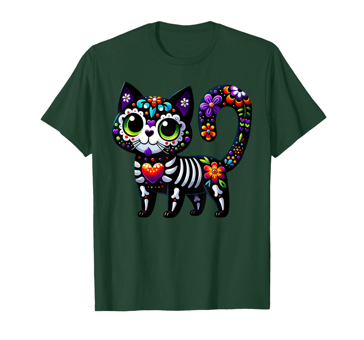 Dia De Los Muertos Cinco De Mayo Cat Sugar Skull Men Women T-Shirt