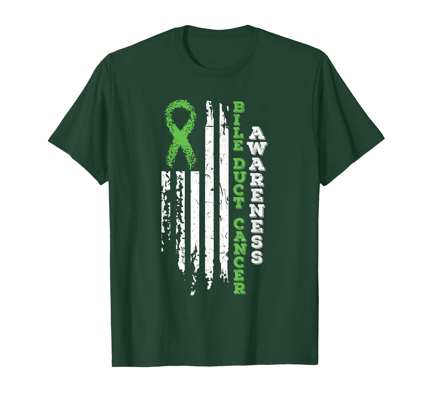 USA Flag Bile Duct Cancer Awareness Cancer Ribbon T Shirt V2 T-Shirt