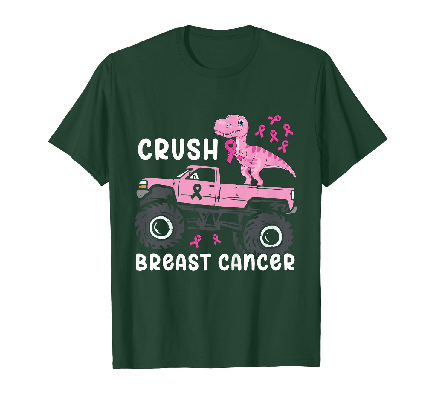 Kids Crush Breast Cancer Monster Truck Dinosaur T Rex Boys Kids T-Shirt