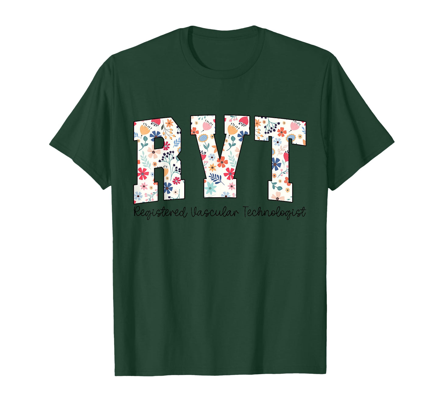 Floral Registered Vascular Technologist Ultrasound Flowers T-Shirt