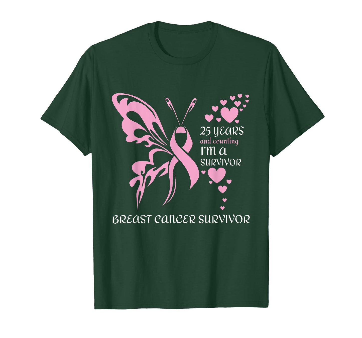 Butterfly 25 Years And Counting I'm A Breast Cancer Survivor T-Shirt